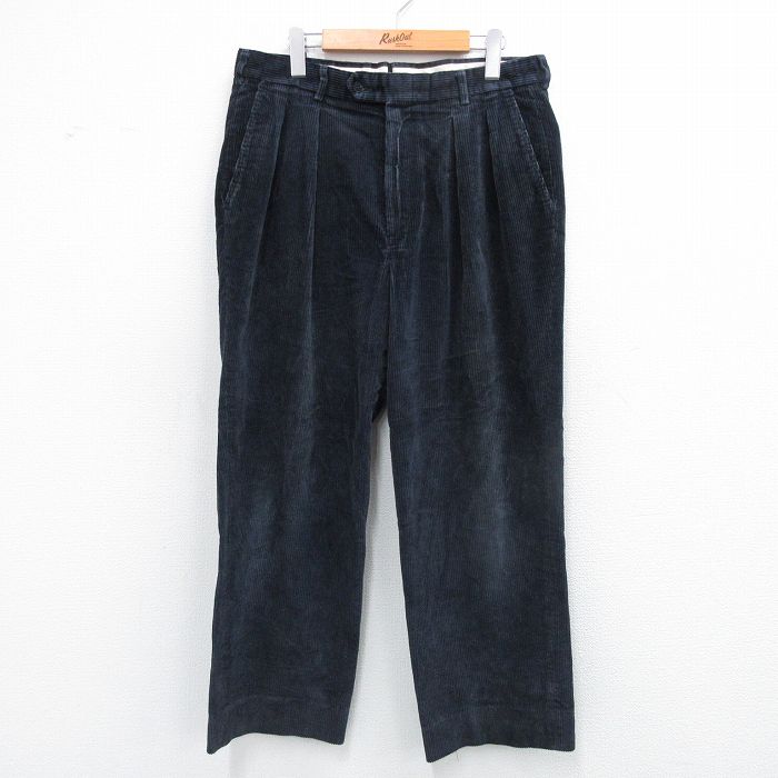 W34★古着 エルエルビーン LLBEAN コーデュロイ パンツ メンズ 80年代 80s 太畝 USA製 紺 ネイビー 25oct15 中古 ボトムス ロング