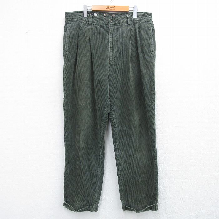 W37★古着 ギャップ GAP コーデュロイ パンツ メンズ 00年代 00s 太畝 濃緑 グリーン 25oct16 中古 ボトムス ロング