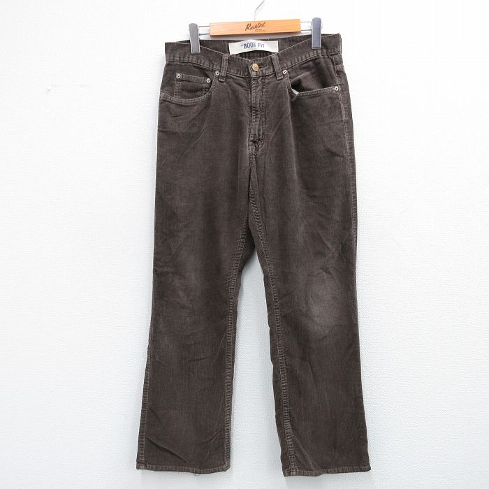 W31★古着 ギャップ GAP コーデュロイ パンツ メンズ 90年代 90s フレア ブーツカット コットン USA製 濃茶 ブラウン 【spe】 25oct16 中古 ボトムス ロング