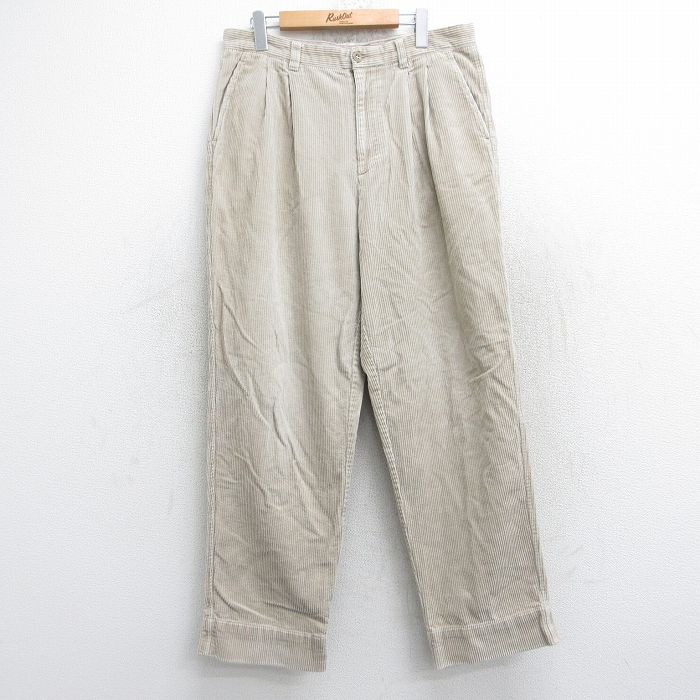W33★古着 ギャップ GAP コーデュロイ パンツ メンズ 太畝 コットン 薄ベージュ カーキ 25oct25 中古 ボトムス ロング