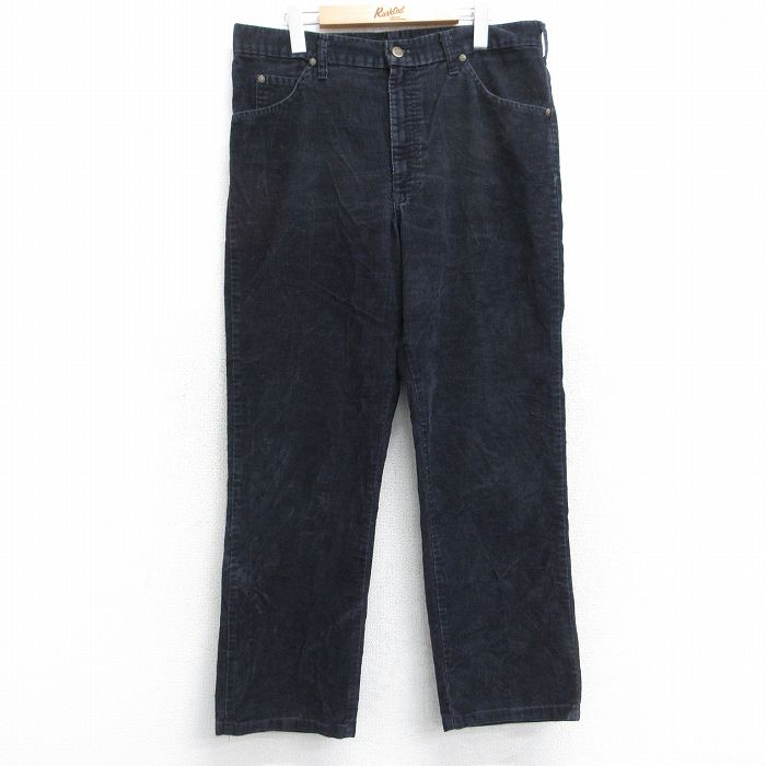 W36★古着 リー Lee コーデュロイ パンツ メンズ 90年代 90s USA製 黒 ブラック 25oct31 中古 ボトムス ロング
