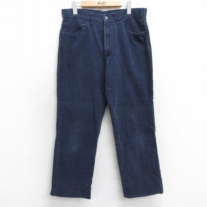 W34★古着 リーバイス Levis 519 コーデュロイ パンツ メンズ 80年代 80s USA製 タロン 紺【spe】 25nov20