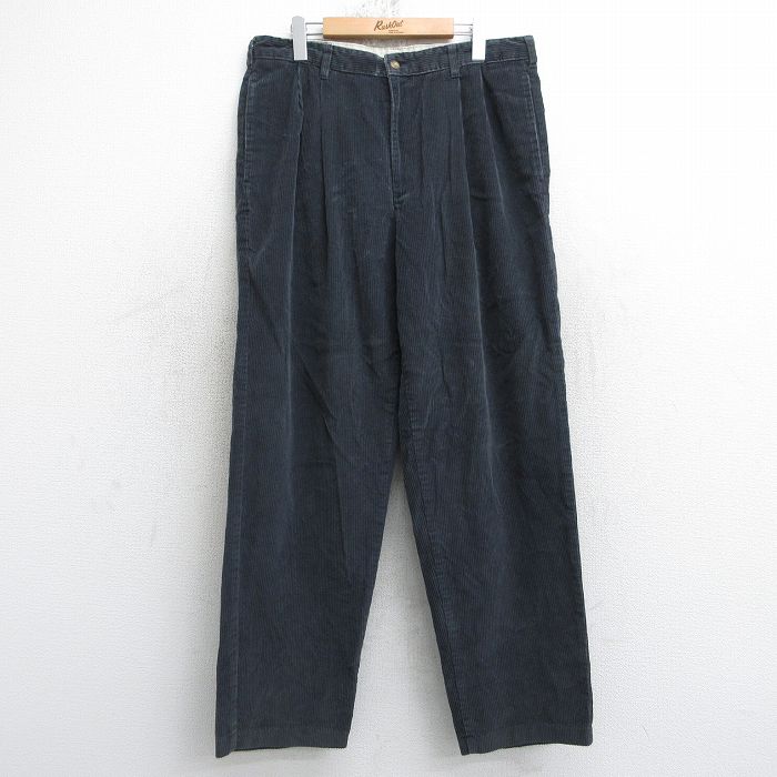W34★古着 IZOD コーデュロイ パンツ メンズ 90年代 90s 太畝 タロン 濃グレー 25nov20