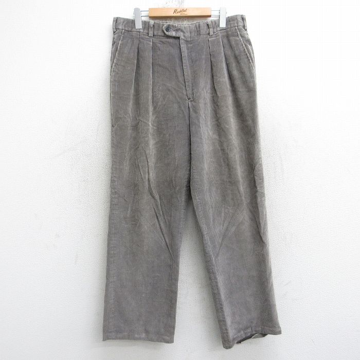 W34★古着 エルエルビーン コーデュロイ パンツ メンズ 80年代 80s 太畝 USA製 グレー 25nov20