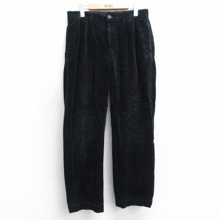 W32★古着 ラルフローレン ブランド コーデュロイ パンツ メンズ 90年代 90s 太畝 コットン 黒 25nov20