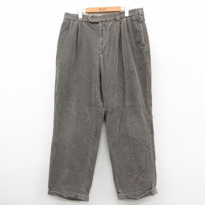 W36★古着 ペリーエリス コーデュロイ パンツ メンズ 00年代 00s 太畝 コットン グレー系 25dec20