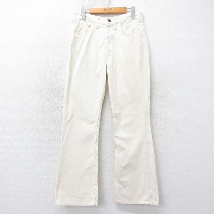 W31★古着 リーバイス Levis 646 コーデュロイ パンツ メンズ 80年代 80s フレア ブーツカット タロン 生成り 26jan21