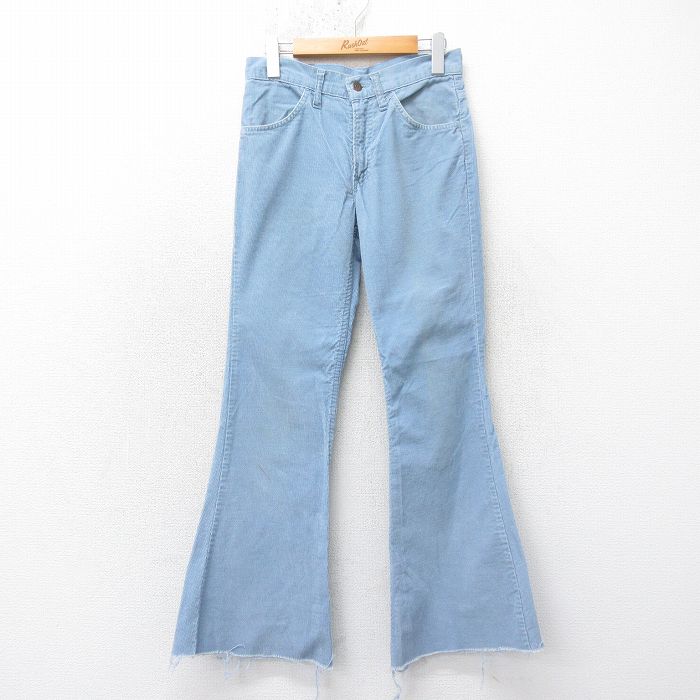 W28★古着 リーバイス Levis 684 コーデュロイ パンツ メンズ 70年代 70s フレア ブーツカット ベルボトム タロン 薄紺 26jan21