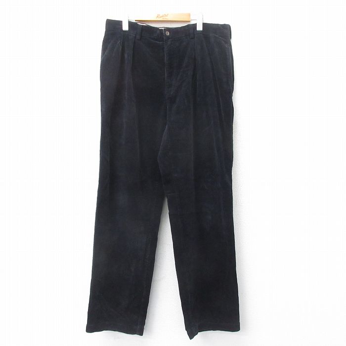 W37★古着 ラルフローレン ブランド コーデュロイ パンツ メンズ 90年代 90s ANDREW 太畝 コットン 黒 26jan21