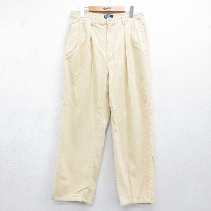 ラルフローレン 90s コーデュロイパンツ 太畝 ベージュ 実寸W32 | 古着