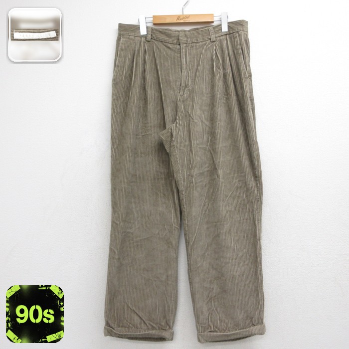 ペリーエリス 90s コーデュロイパンツ 太畝 ブラウン 実寸W34 | 古着