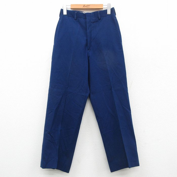 【20%OFF】W28★古着 ビンテージ ミリタリー パンツ メンズ 70年代 70s ウール USA製 紺 ネイビー 24nov14 中古 ボトムス ロング