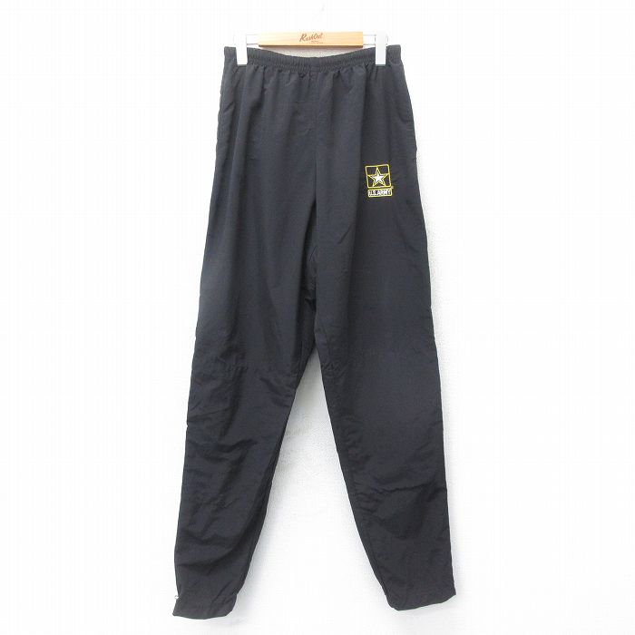 W34★古着 ミリタリー ナイロン パンツ メンズ USアーミー USA製 黒 ブラック 24dec18 中古 ボトムス ロング