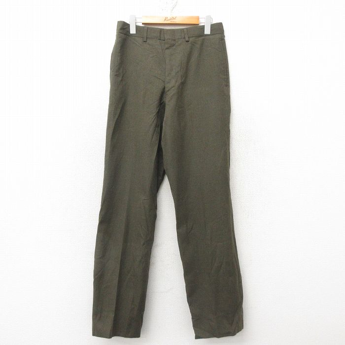 W31★古着 ミリタリー パンツ メンズ 80年代 80s ウール USA製 濃緑 グリーン 25feb12 中古 ボトムス ロング