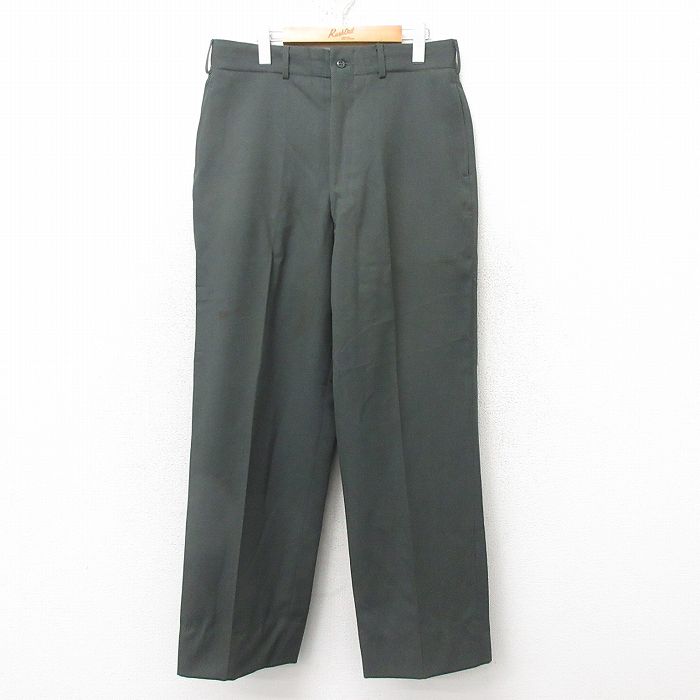 W34★古着 ビンテージ ミリタリー パンツ メンズ 60年代 60s ウール 濃緑 グリーン 25feb12 中古 ボトムス ロング