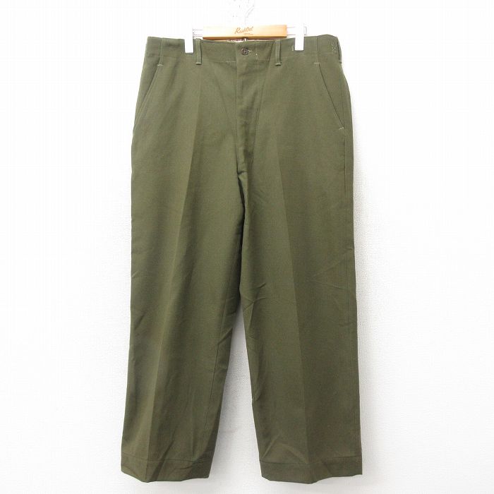 W38★古着 ビンテージ ミリタリー フィールド パンツ メンズ 50年代 50s M-51 ウール USA製 濃緑 グリーン 25feb12 中古 ボトムス ロング