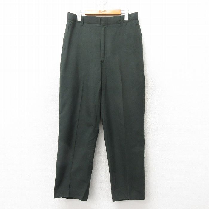 W33★古着 ミリタリー パンツ メンズ 90年代 90s USA製 濃緑 グリーン 25feb12 中古 ボトムス ロング