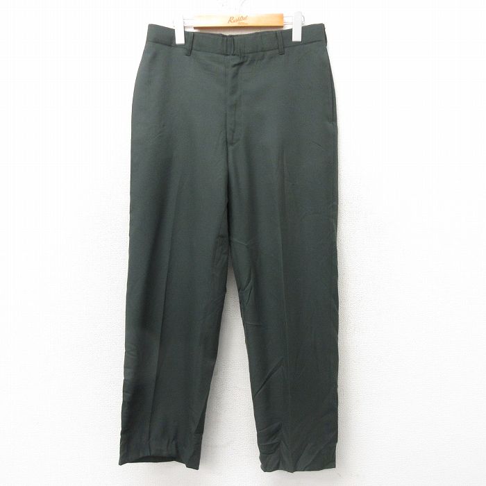 W31★古着 ミリタリー パンツ メンズ 90年代 90s USA製 濃緑 グリーン 25feb12 中古 ボトムス ロング
