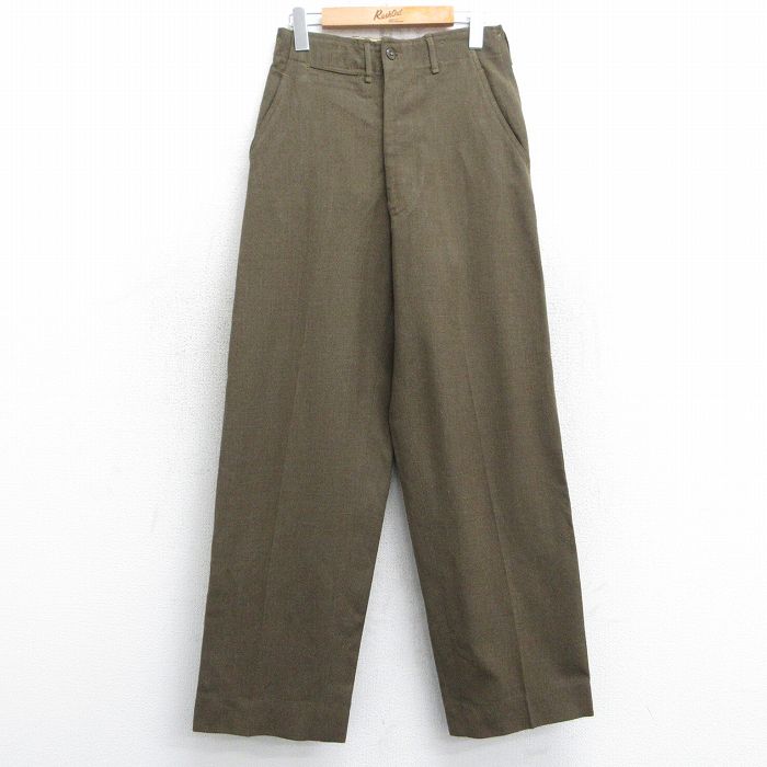 W28★古着 ビンテージ ミリタリー パンツ メンズ 50年代 50s 濃緑 グリーン 25feb15 中古 ボトムス ロング