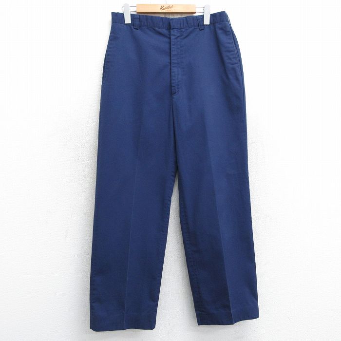 W32★古着 ミリタリー パンツ メンズ 90年代 90s USA製 紺 ネイビー 25feb15 中古 ボトムス ロング