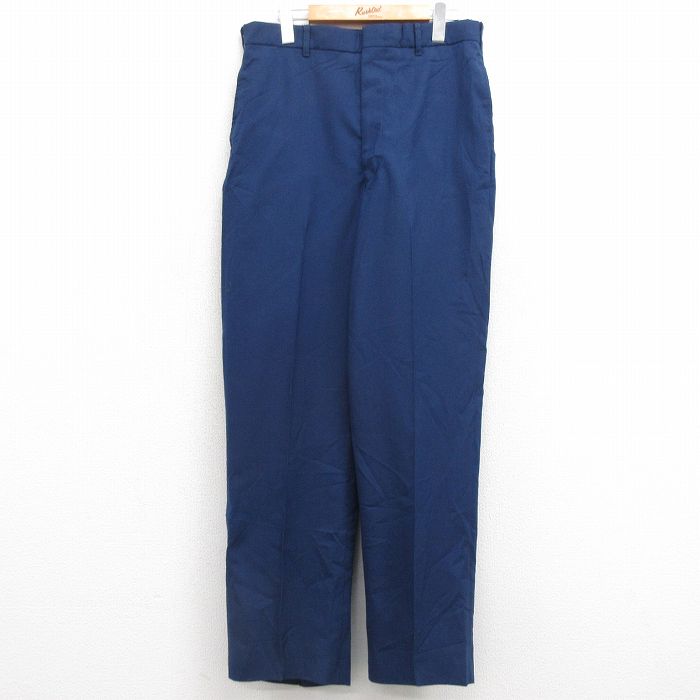 W32★古着 ミリタリー スラックス パンツ メンズ USA製 紺 ネイビー 25feb20 中古 ボトムス ロング