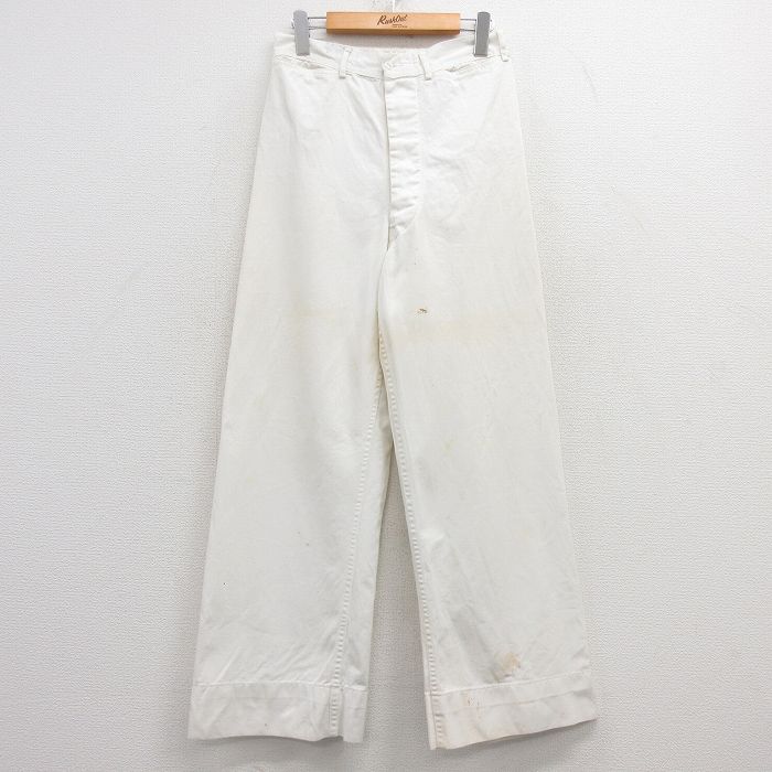 W28★古着 ビンテージ ミリタリー セーラー パンツ メンズ 60年代 60s 白 ホワイト 25feb21 中古 ボトムス ロング