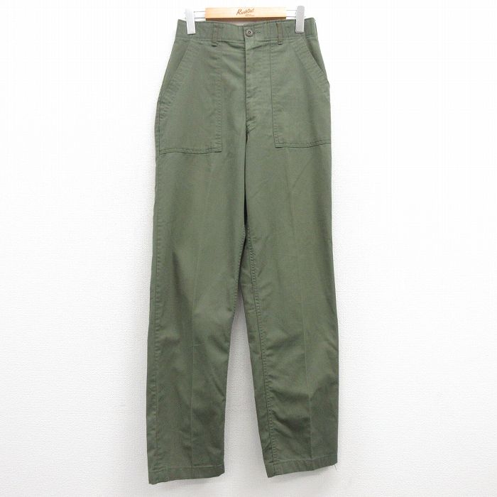 W29★古着 ミリタリー ベイカー パンツ メンズ 緑 グリーン 25feb21 中古 ボトムス ロング