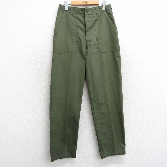 W29★古着 ミリタリー ベイカー パンツ メンズ 70年代 70s 濃緑 グリーン 25feb22 中古 ボトムス ロング