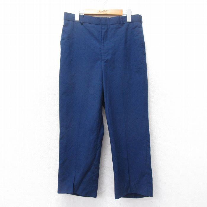 W32★古着 ミリタリー パンツ メンズ USA製 紺 ネイビー 25mar13 中古 ボトムス ロング