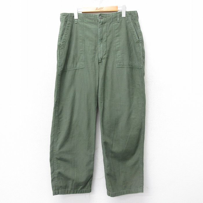 W37★古着 ビンテージ ミリタリー ベイカー パンツ メンズ 60年代 60s USA製 緑 グリーン 【spe】 25apr01 中古 ボトムス ロング