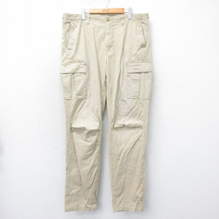 【50%OFF】W39★古着 ラルフローレン Ralph Lauren ブランド ミリタリー カーゴ パンツ メンズ コットン ベージュ カーキ 25apr19 中古 ボトムス ロング