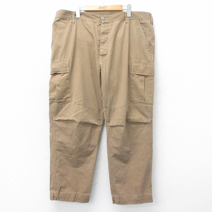 W42★古着 ミリタリー カーゴ パンツ メンズ 大きいサイズ 茶系 ブラウン 25apr19 中古 ボトムス ロング