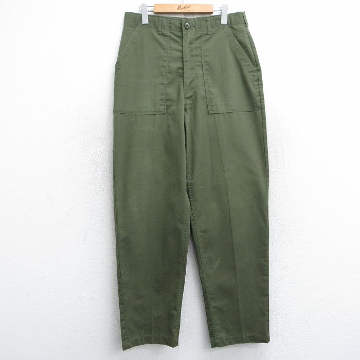 W33★古着 ミリタリー ベイカー パンツ メンズ 70年代 70s ユーティリティ 濃緑 グリーン 【spe】 25may09 中古 ボトムス ロング
