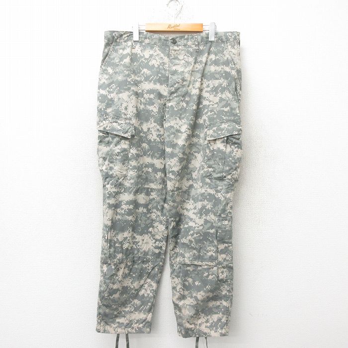 W37★古着 ミリタリー カーゴ パンツ メンズ 00年代 00s コンバット リップストップ デジタルカモ USA製 グレー 迷彩 25jun02 中古 ボトムス ロング