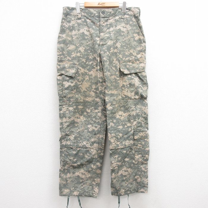W34★古着 ミリタリー カーゴ パンツ メンズ 00年代 00s アーミー ARMY コンバット リップストップ デジタルカモ USA製 グレー 迷彩 25jul16 中古 ボトムス ロング