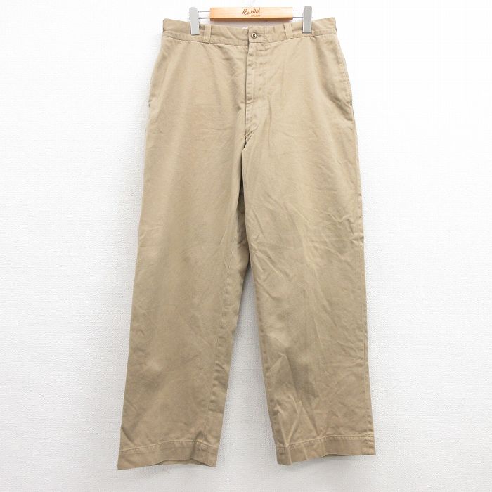 W34★古着 ビンテージ ミリタリー パンツ メンズ 60年代 60s USA製 ベージュ カーキ 【spe】 25jul16 中古 ボトムス ロング