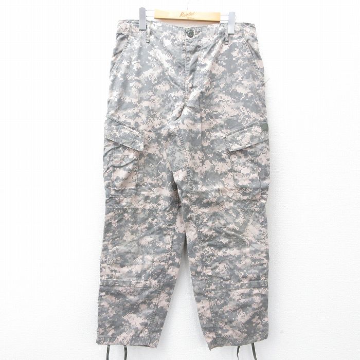 W28★古着 ミリタリー カーゴ パンツ メンズ 00年代 00s コンバット デジタルカモ リップストップ USA製 グレー他 迷彩 25aug01 中古 ボトムス ロング