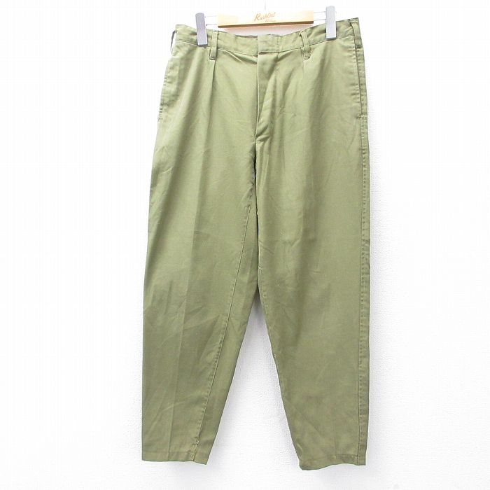 W31★古着 ミリタリー パンツ メンズ 80年代 80s ルーマニア軍 緑系 グリーン 25aug01 中古 ボトムス ロング