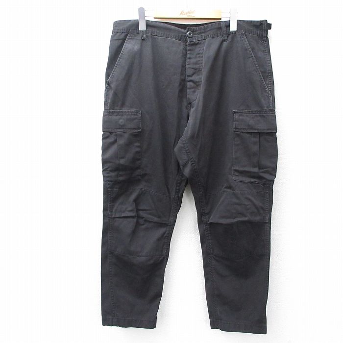 【20%OFF】W37★古着 ロスコ ミリタリー カーゴ パンツ メンズ 黒 ブラック 25aug01 中古 ボトムス ロング