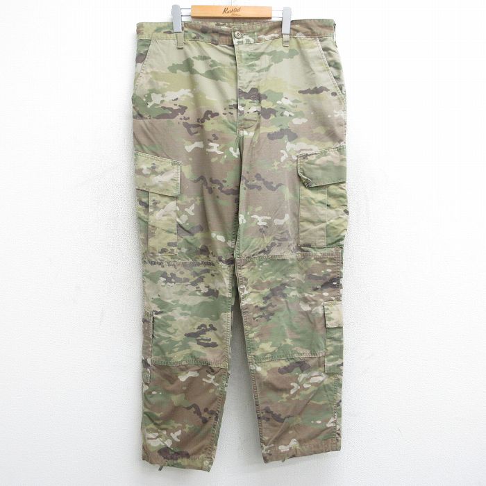 W39★古着 ミリタリー カーゴ パンツ メンズ アーミー ARMY コンバット マルチカムカモ リップストップ USA製 濃緑 グリーン 迷彩 25aug08 中古 ボトムス ロング
