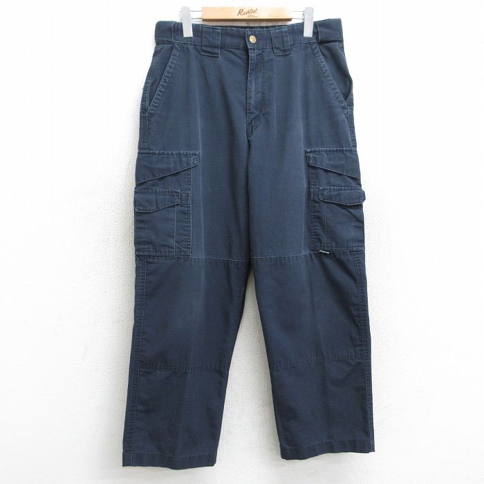 W32★古着 ミリタリー カーゴ パンツ メンズ 00年代 00s リップストップ 紺 ネイビー 25aug08 中古 ボトムス ロング