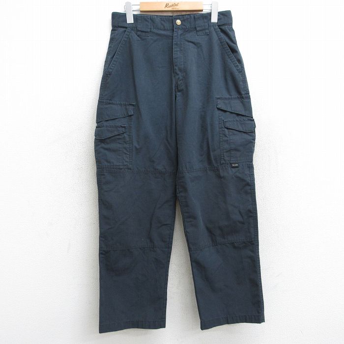 W30★古着 ミリタリー カーゴ パンツ メンズ リップストップ 紺 ネイビー 25aug08 中古 ボトムス ロング