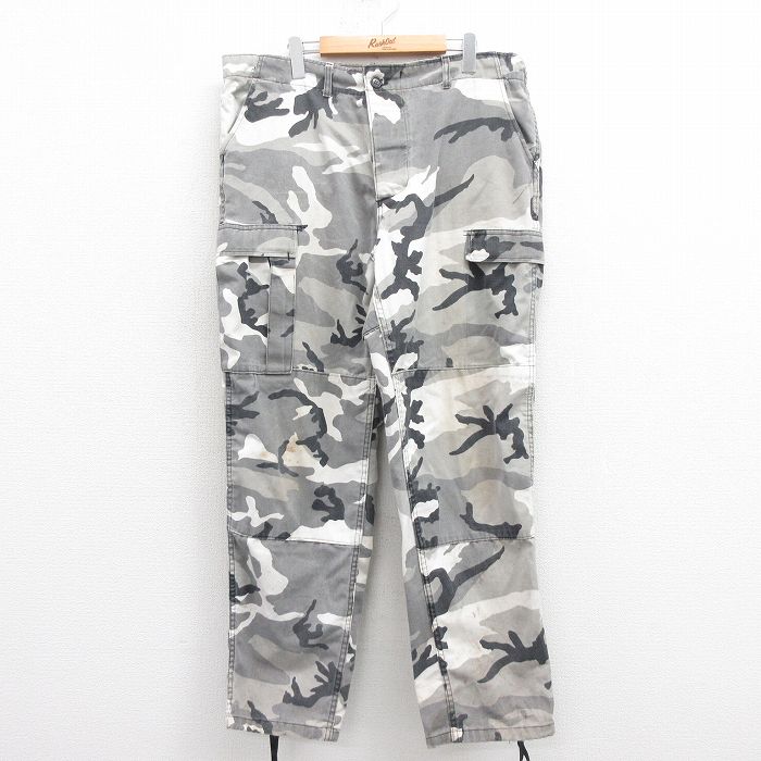 W39★古着 ミリタリー カーゴ パンツ メンズ 90年代 90s シティカモ USA製 グレー 迷彩 25aug23 中古 ボトムス ロング
