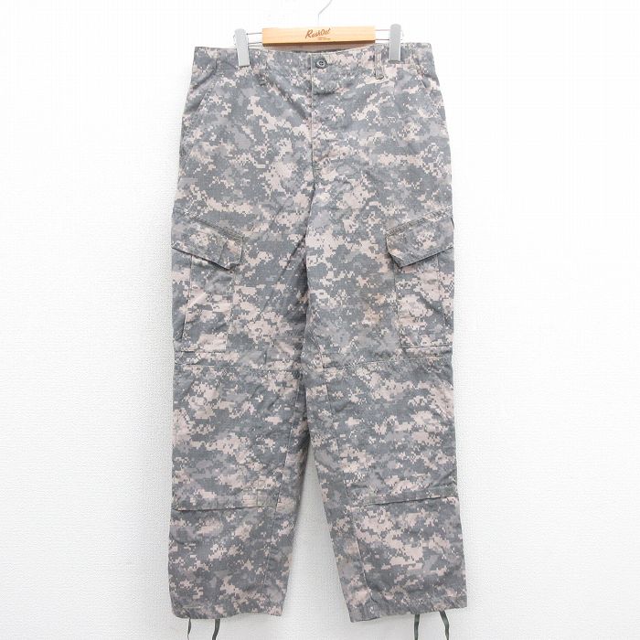 W34★古着 ミリタリー カーゴ パンツ メンズ 00年代 00s コンバット リップストップ デジタルカモ USA製 グレー 迷彩 25sep25 中古 ボトムス ロング