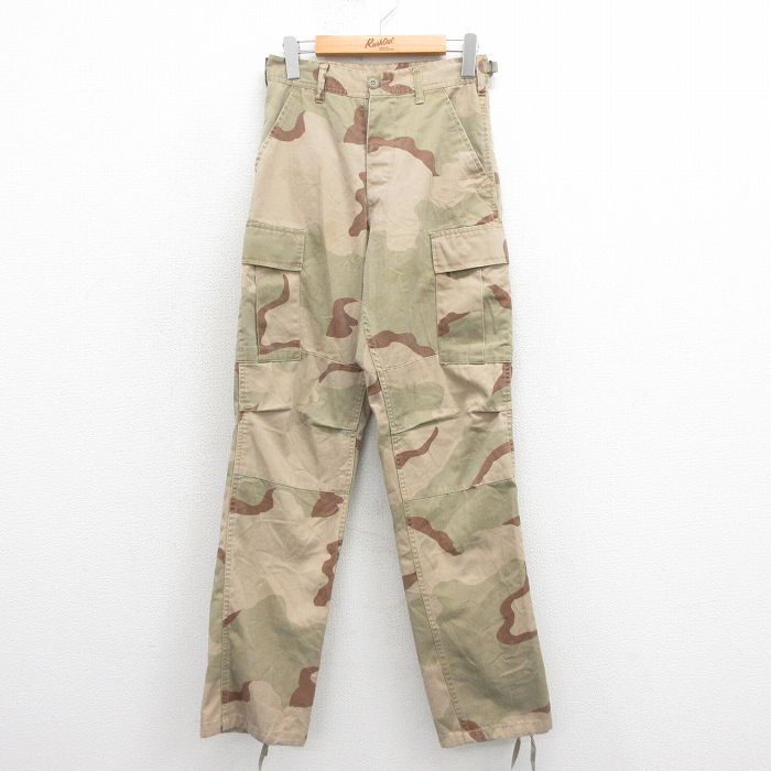 W28★古着 ミリタリー カーゴ パンツ メンズ デザートカモ ベージュ カーキ 迷彩 25sep25 中古 ボトムス ロング