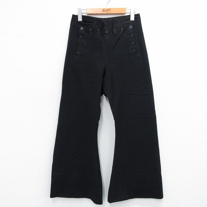 W29★古着 ミリタリー セーラー パンツ メンズ 黒 ブラック 25oct07 中古 ボトムス ロング
