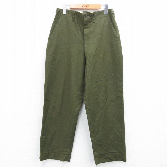 W32★古着 ビンテージ ミリタリー フィールド パンツ メンズ 60年代 60s M-51 ウール USA製 濃緑 グリーン 【spe】 25oct07 中古 ボトムス ロング