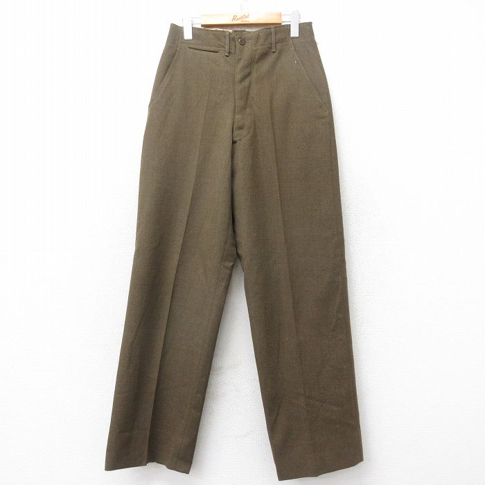 W28★古着 ビンテージ ミリタリー フィールド パンツ メンズ 50年代 50s ウール USA製 濃緑【spe】 25nov15