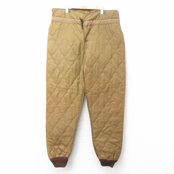 W40★古着 ミリタリー キルティング ライナー パンツ メンズ 90年代 90s M-85 大きいサイズ 茶他 25nov15