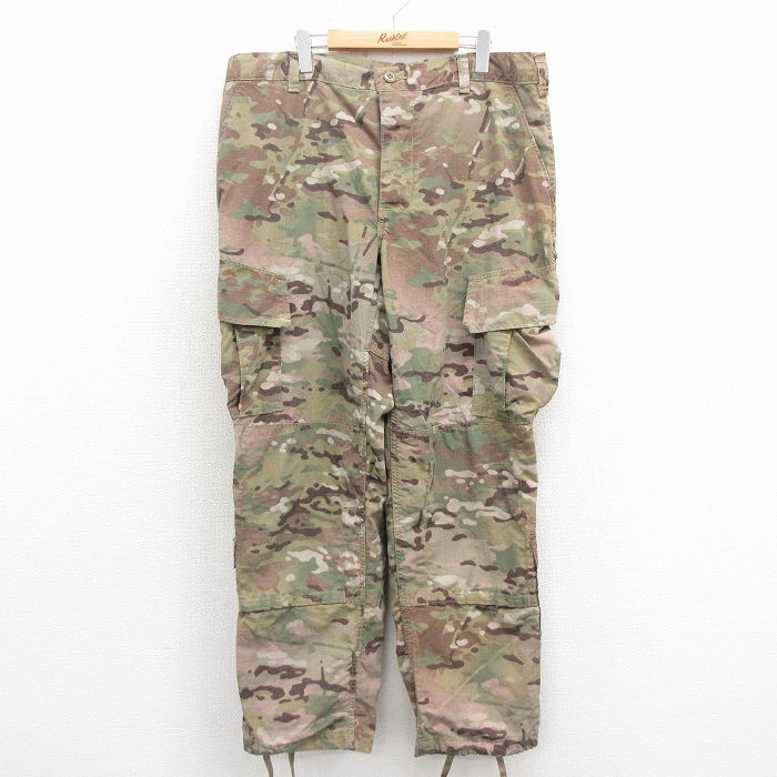 W40★古着 ミリタリー カーゴ パンツ メンズ コンバット リップストップ マルチカムカモ 大きいサイズ USA製 緑 迷彩 25nov26